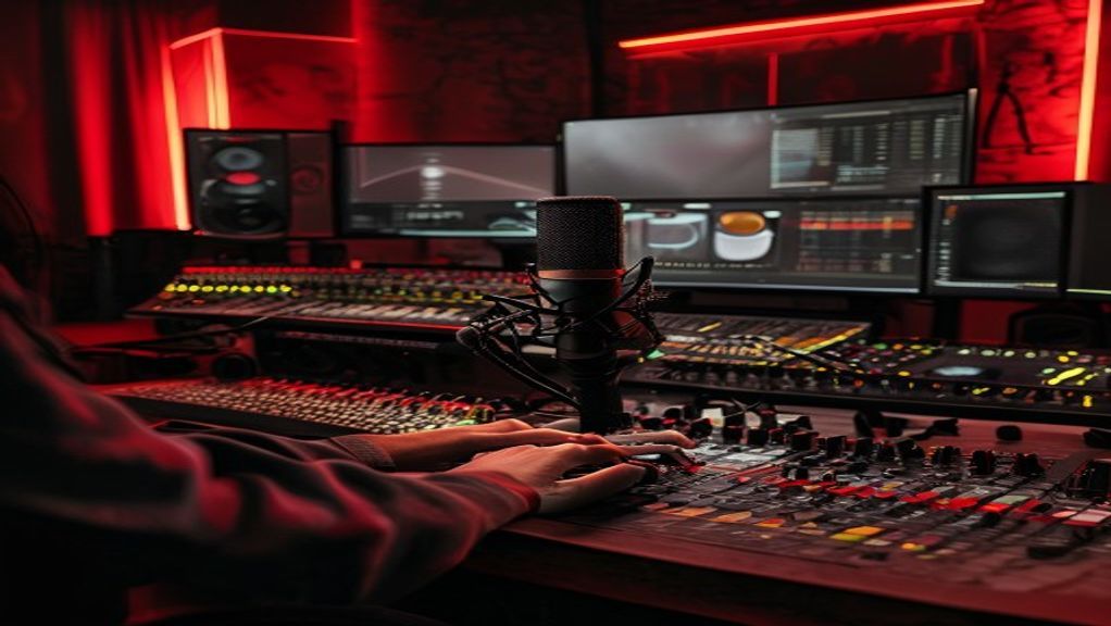 Independent producer mixing a beat in a home studio — the human work behind a paid untagged license